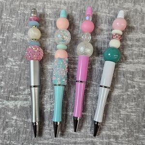 HANDMADE - SET of 4 Stylish & Sparkly Embellished Decorative Pens